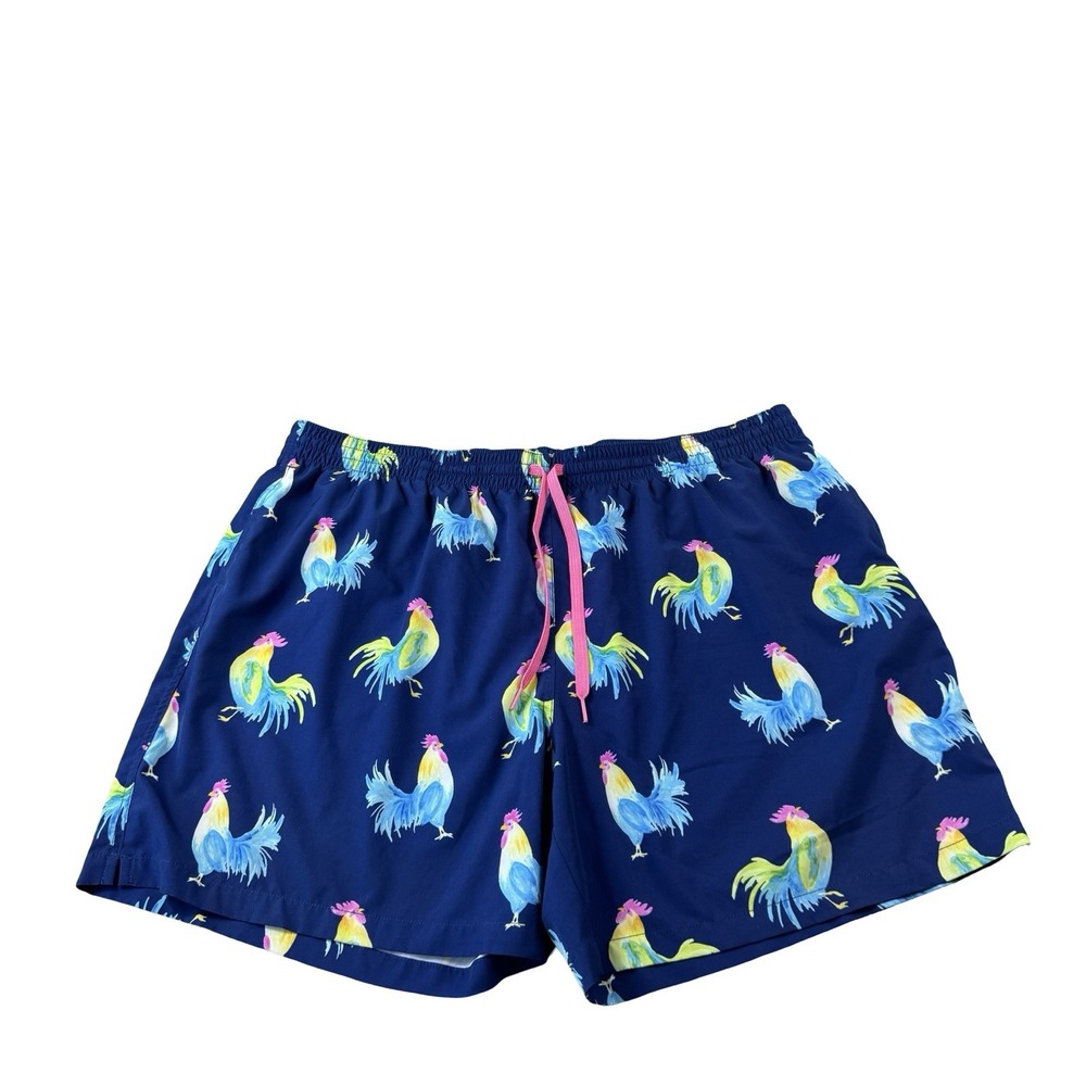 Chubbies Blue Multicolor Rooster AOP Mens Athletic Lined Shorts Size 3XL 5.5"